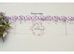 Sequin Lace, LAVENDER, Flower Edge Trim, white mesh - 1m length